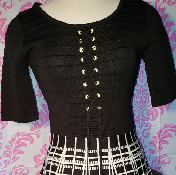 Retro Candies Geometric Knit Lace Up Dress - Picture 2 of 8